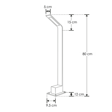 Bolardo recto 6W luz cálido 80cm acabado gris con acrílico difuso anti-reflejante de iLumileds