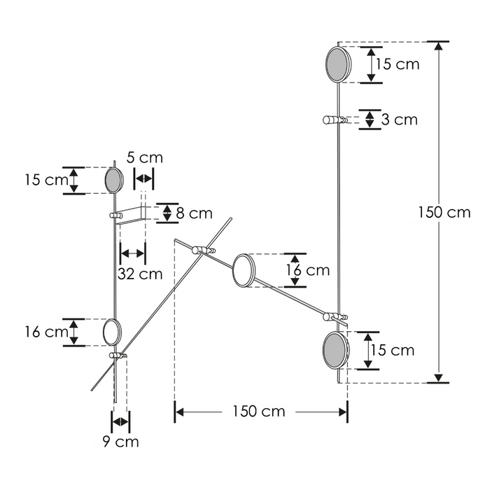 Luminario decorativo contemporaneo XL en efecto simétrico luz indirecta 45w luz atenuable 0-10V, 1-10V, PWM, Potenciómetro, TRIAC cálida acabado negro de iLumileds