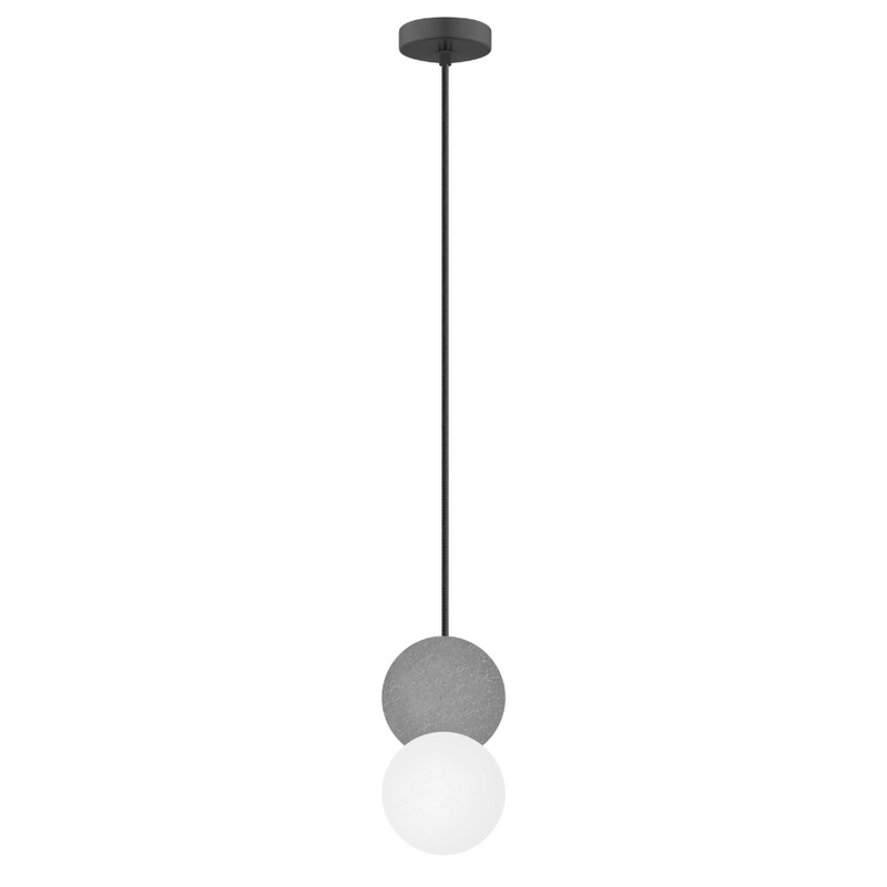 Luminario suspender una esfera concreto gris + esfera de cristal 12cm base G9 de iLumileds
