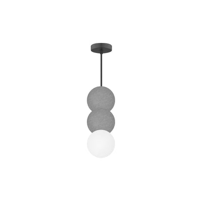 Luminario suspender dos esferas concreto gris + esfera de cristal 12cm base G9 de línea Europea iLumileds