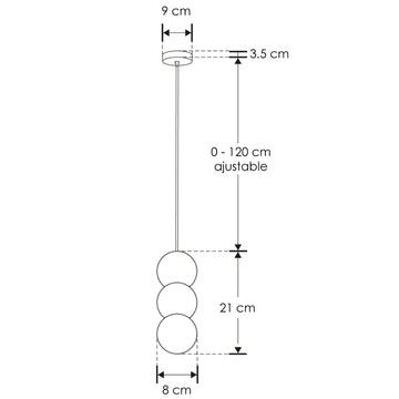Luminario Téo Dual suspender dos esferas concreto gris + esfera de cristal 12cm base G9 de línea Europea iLumileds