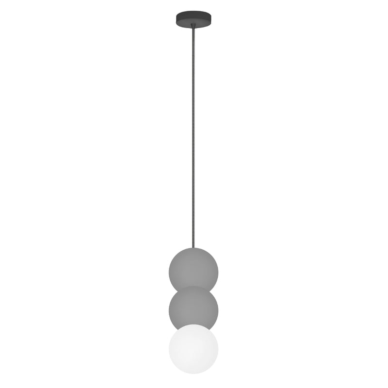 Luminario suspender dos esferas concreto gris + esfera de cristal 12cm base G9 de línea Europea iLumileds