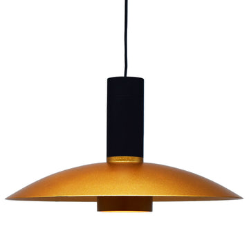 Luminario GaLé módulo LED Capsular cilíndrico base ancha 7W luz cálida acabado negro con dorado pantalla campana de iLumileds