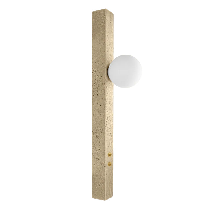 Luminario arbotante Palazzo con esfera de cristal difuso + salida directa inferior con base G9 (no incluido) incluye interruptores independientes dorados tipo botón, acabado travertino beige iLumileds