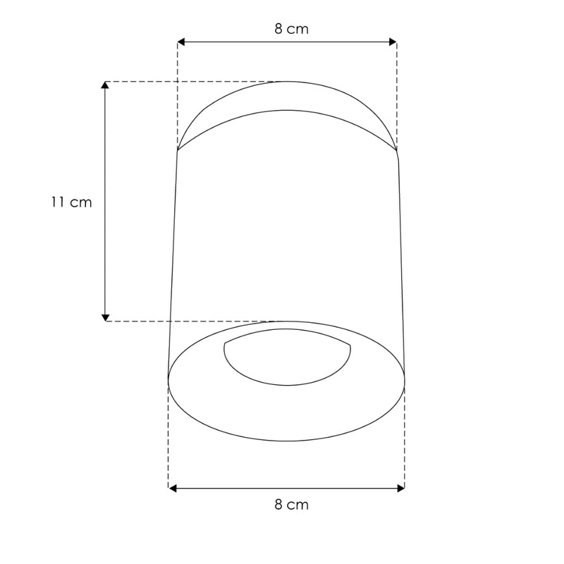 Cilíndro negro 11cm (Ø8cm) con louver honeycomb para sobreponer con base GU10 de línea Europea iLumileds