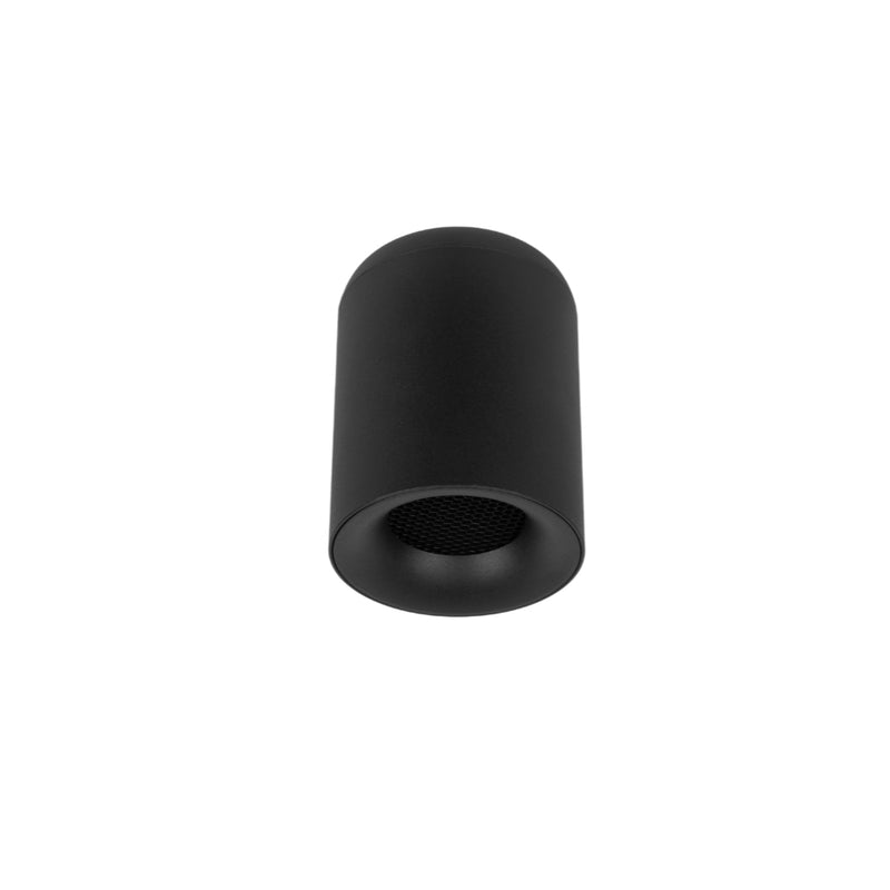 Cilíndro negro 11cm (Ø8cm) con louver honeycomb para sobreponer con base GU10 de línea Europea iLumileds
