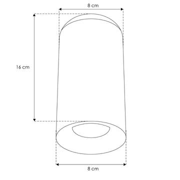 Cilíndro negro 16cm (Ø8cm) para sobreponer con base GU10 de línea Europea iLumileds