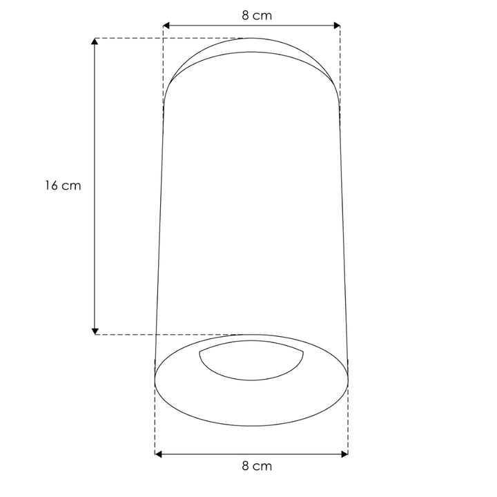 Cilíndro negro 16cm (Ø8cm) para sobreponer con base GU10 de línea Europea iLumileds