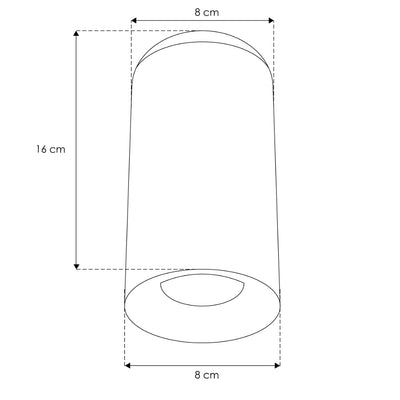 Cilíndro negro 16cm (Ø8cm) con louver honeycomb para sobreponer con base GU10 de línea Europea iLumileds