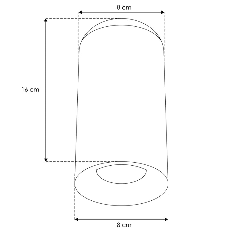 Cilíndro negro 16cm (Ø8cm) con louver honeycomb para sobreponer con base GU10 de línea Europea iLumileds
