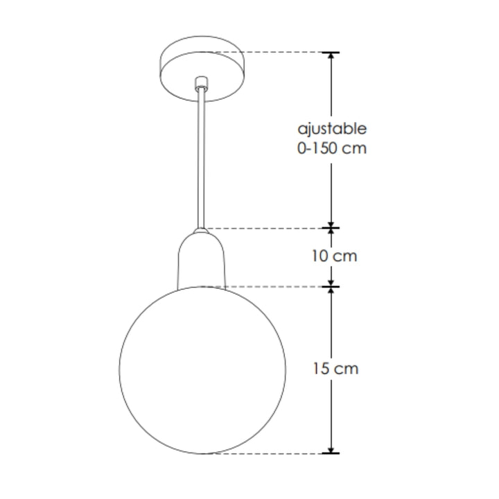 Luminario Loggia con esfera de cristal difuso con base G9 (no incluido), acabado travertino beige con detalles latonados, suspensión ajustable de 0-160cm de iLumileds