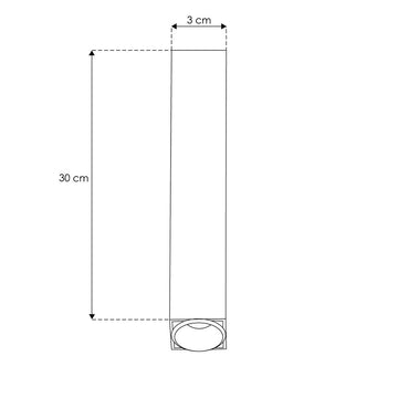 Cuboide 30cm para sobreponer 5W 38° luz cálida (3000K) de línea Europea iLumileds