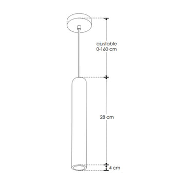 Luminario Paros cilíndrico 3W 45° luz cálida (3000K), acabado travertino beige con detalles latonados, suspensión ajustable de 0-160cm de iLumileds
