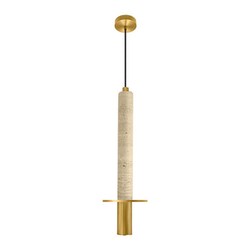 Luminario Florencia para suspender 3W 45° luz cálida (3000K), acabado travertino beige con detalles latonados, suspensión ajustable de 0-160cm de iLumileds