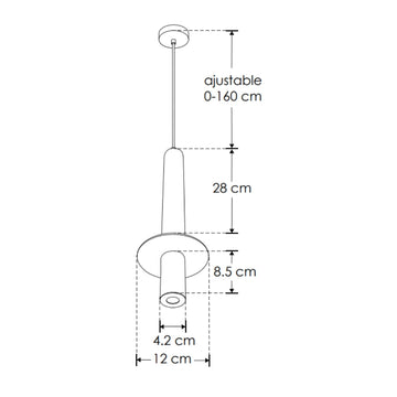 Luminario Florencia para suspender 3W 45° luz cálida (3000K), acabado travertino beige con detalles latonados, suspensión ajustable de 0-160cm de iLumileds