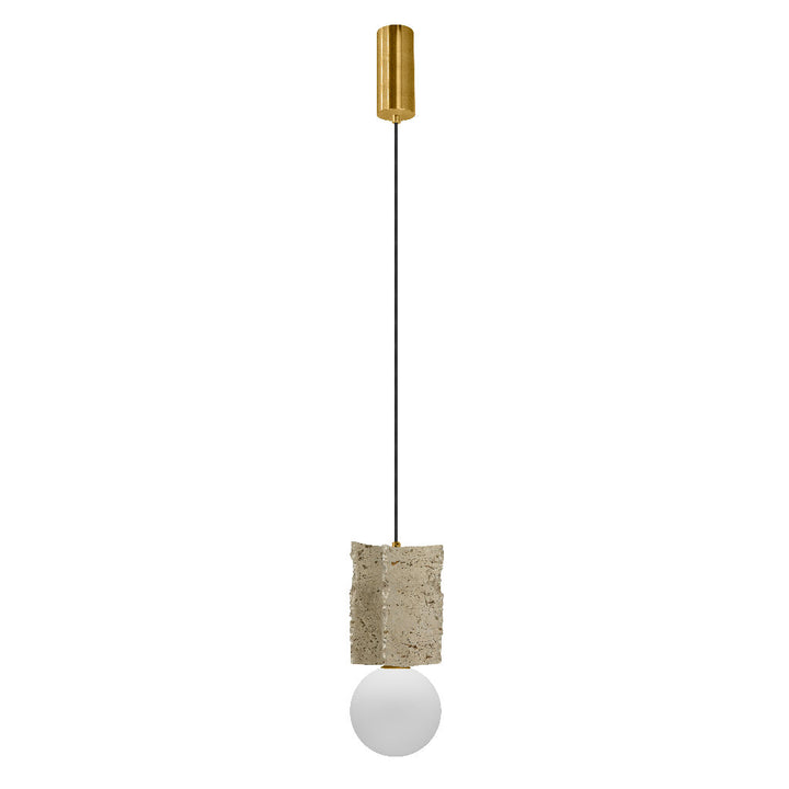 Luminario Fragmento para suspender con esfera de cristal difuso y base G9 (foco no incluido), travertino acabado beige de iLumileds