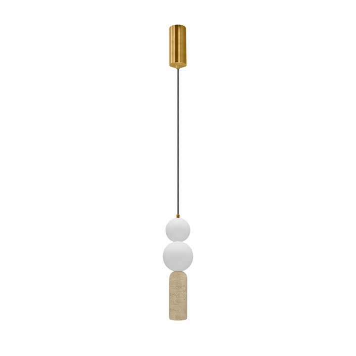 Luminario Gota para suspender con LED de 6W, luz cálida (3000K), travertino acabado beige de iLumileds