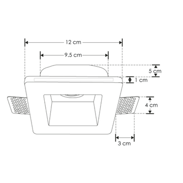 Luminario trimless cuadrado para empotrar yeso para MR16 GU10 de iLumileds