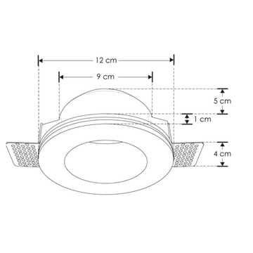Luminario trimless circular semi profundo para empotrar yeso para MR16 GU10 de iLumileds