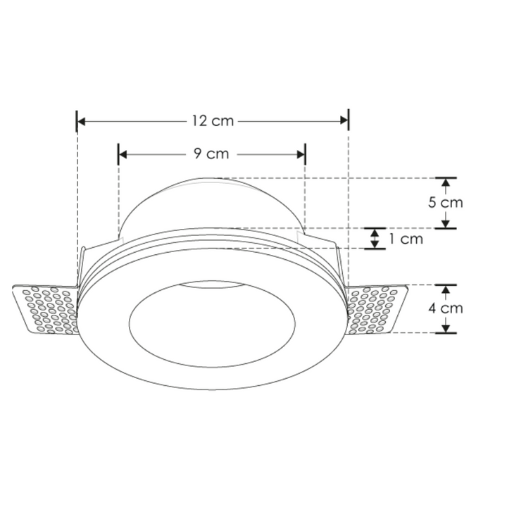Luminario trimless circular semi profundo para empotrar yeso para MR16 GU10 de iLumileds