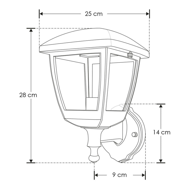 Farol de muro exterior de policarbonato acabado negro con base E27 de iLumileds