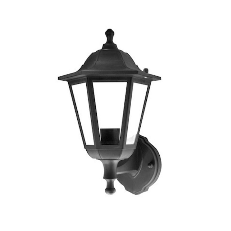 Farol clásico de muro exterior de policarbonato acabado negro con base E27 de iLumileds