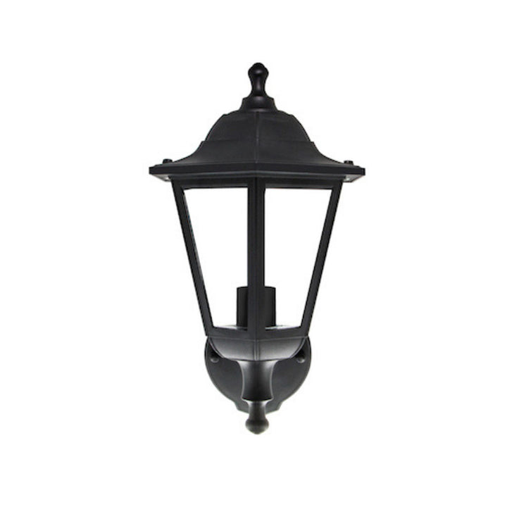 Farol clásico de muro exterior de policarbonato acabado negro con base E27 de iLumileds