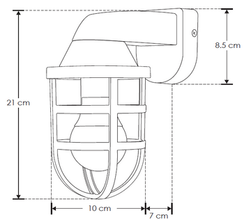 Luminario exterior arbotante tipo farol con rejilla, de policarbonato acabado negro, para lámpara E27 de iLumileds