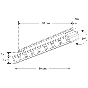 Mini proyector rectangular puntual dirigible para micro track magnétic 1W 24° 3000K 24V de iLumileds