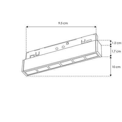 Luminario lineal bajo deslumbramiento 10cm para Nano Track 6W 24° luz cálida (3000K) 24Vcc de iLumileds