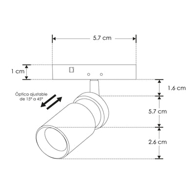 Proyecto ángulo ajustable (15° a 45°) para Nano Track 2W luz cálida (3000K) 24Vcc de iLumileds