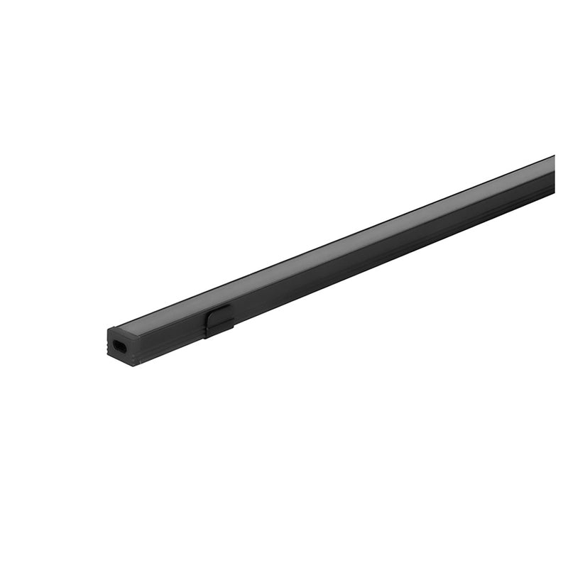 Kit perfil aluminio acabado negro ultra delgado empotrar ILUPA0806NKIT -L:2m A:0.8cm Al:0.6cm- incluye difusor, 2 tapas laterales y 2 grapas sujeción iLumileds