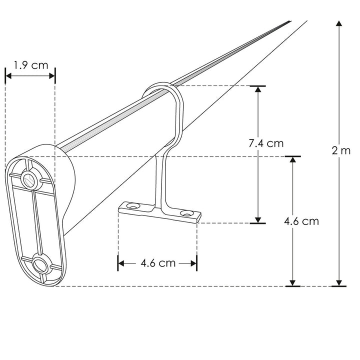 Kit perfil aluminio acabado negro colgador de ropa ILUPA1401NKIT. -L:2m A:1.9cm Al:4.6cm- incluye difusor, 2 soportes de pared y 2 soportes de techo de iLumileds