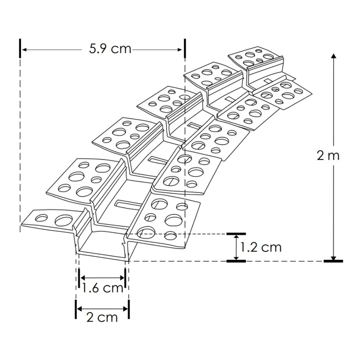 Kit perfil aluminio trimless flexible ILUPA2013FLEKIT -L:2m, A:2cm, Al1.3cm- incluye tapas laterales (difusor se vende por separado) de iLumileds