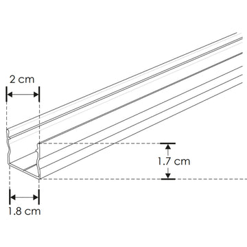 Kit perfil aluminio compatible con lambrin decorativo WPC ILUPA2018KIT. -L:2m A:2cm Al:1.7cm- incluye difusor y 2 tapas laterales de iLumileds
