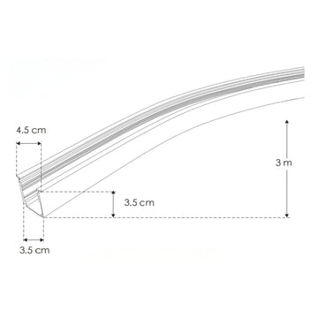 Kit de perfil negro flexible con ceja ILUPA3535NCFLKIT -L:3m, A:4.5cm, Al:3.5/4.5cm- incluye kit de 2 tapas laterales negras y kit de 2 sujetadores (NO incluye difusor) de iLumileds