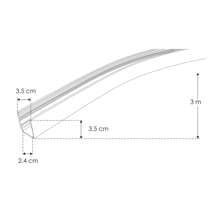 Kit de perfil flexible negro ILUPA3535NFLKIT -L:3m, A:3.5cm, Al:3.5cm- incluye kit de 2 tapas laterales negras y kit de 2 sujetadores (NO incluye difusor) de iLumileds