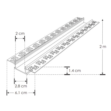 Kit perfil aluminio trimless ILUPA6114KIT. -L:2m, A:2cm, Al1.4cm- incluye difusor y tapas laterales de iLumileds