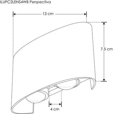 Luminario de muro exterior doble salida simétrica directa / indirecta 4W de iLumileds