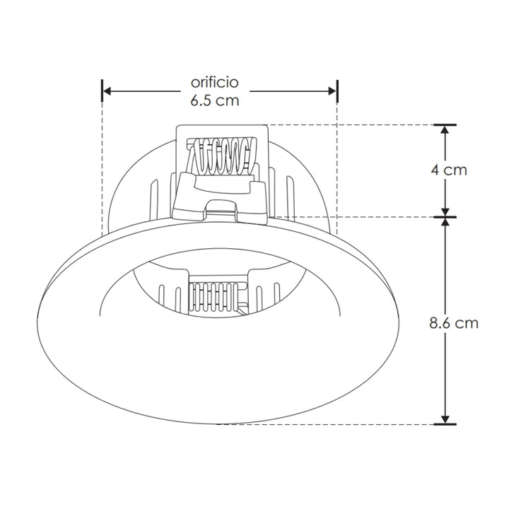 Downlight semiprofundo borde redondeado para MR16 incluye conector GU5.3 fabricado en policarbonato de iLumileds
