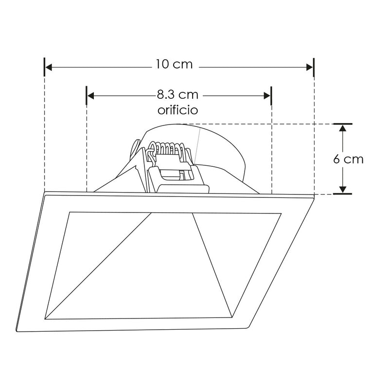 Difusor wall-washer cuadrado de bajo deslumbramiento de policarbonato para módulo LED 8W de iLumileds