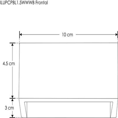 Luminario rectangular 1.5W de cortesía para pared y escaleras de policarbonato negro luz cálida de iLumileds