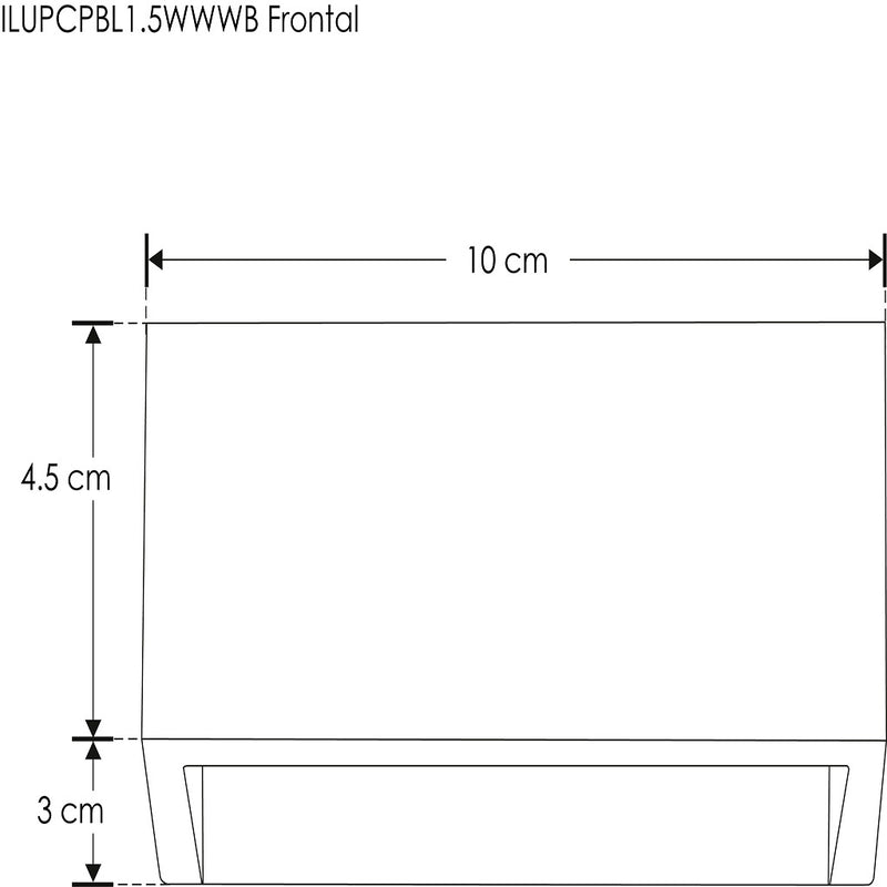 Luminario rectangular 1.5W de cortesía para pared y escaleras de policarbonato negro luz cálida de iLumileds