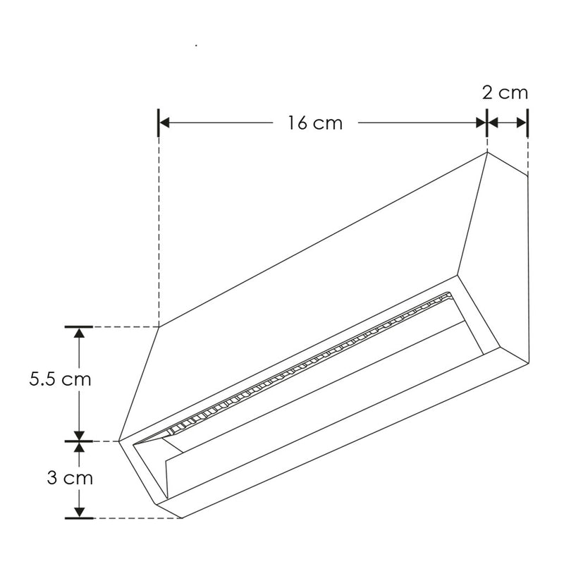 Luminario rectangular 3W de cortesía para pared y escaleras de policarbonato negro luz cálida de iLumileds