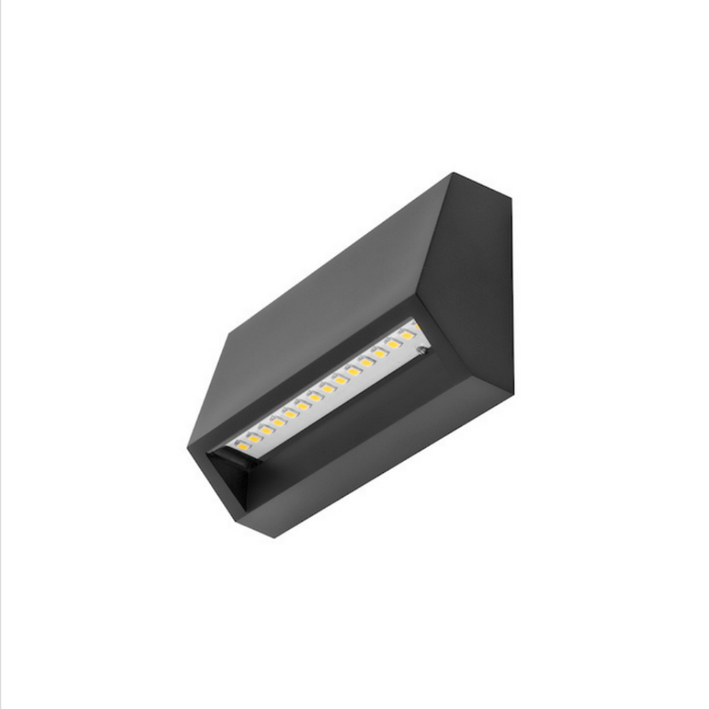 Luminario rectangular 3W de cortesía para pared y escaleras de policarbonato negro luz cálida de iLumileds