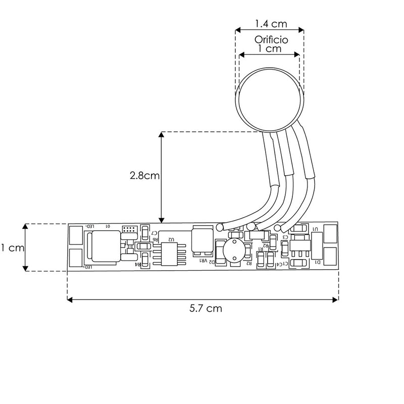 Sensor PIR ON-OFF con fotocelda para para tira LED 12-24Vcc, 12V-72W máx./ 24V-144W máx, PCB incluye sensor con cable de iLumileds