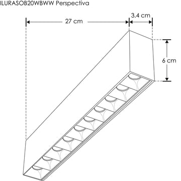 Downlight sobreponer Rectangular Puntual cinco cuerpos ópticos 20W 30° CRI:90 de iLumileds