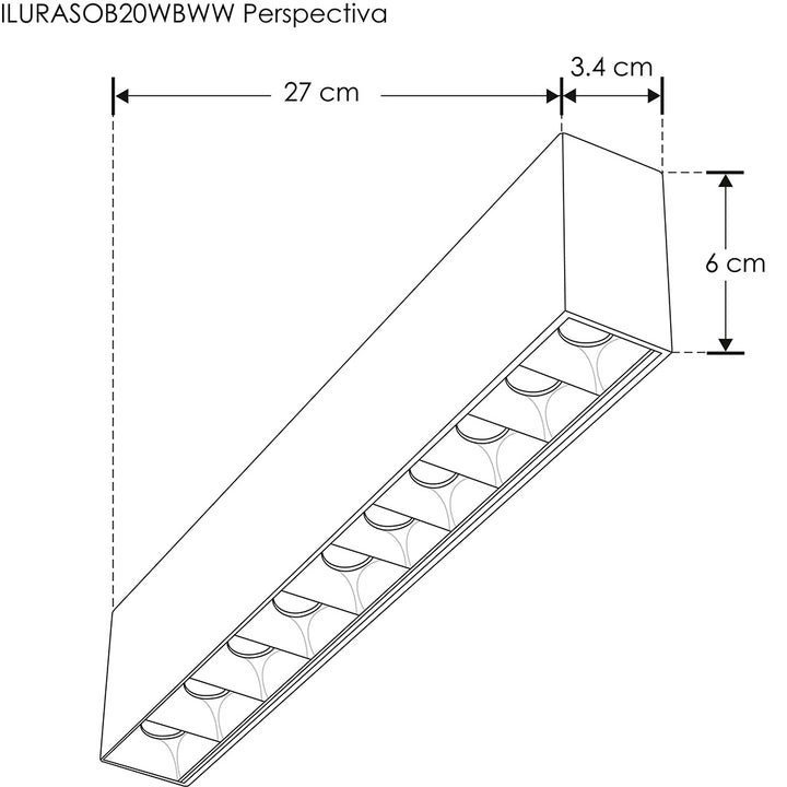 Downlight sobreponer Rectangular Puntual cinco cuerpos ópticos 20W 30° CRI:90 de iLumileds