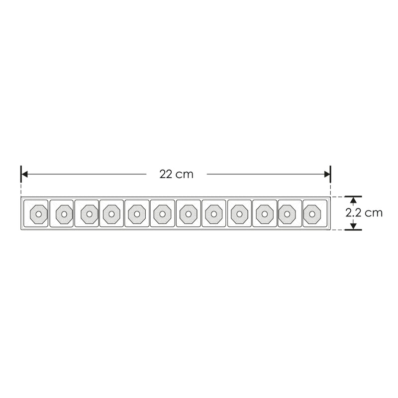 Luminario tipo rectangular puntual 12W 24° 12 cuerpos ópticos 48V cambio de color de luz vía app de cálido a frío - 2700K - 4100K - 5500K, para riel magnético de iLumileds