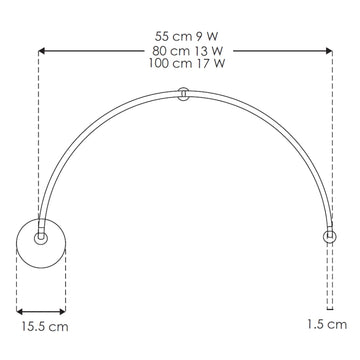 Luminario semi-circular RUB CUBE  luz indirecta 9W luz cálida (3000K) 100-240V, acabado negro, incluye accesorios para fijación y conexión de iLumileds